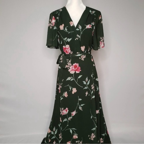 Revolve Green Floral Wrap Maxi Dress Privacy Please - Picture 2 of 4